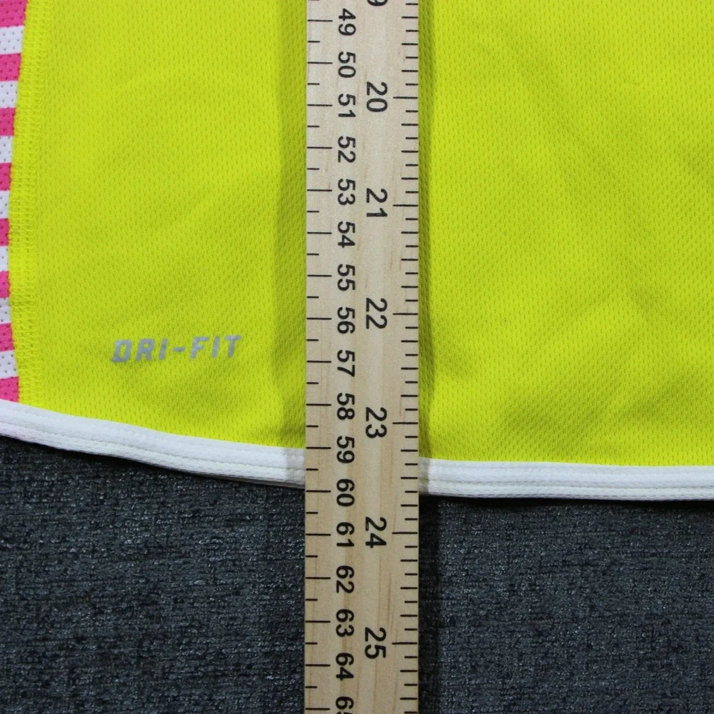 Nike Dri-FIT Womens Tank Top Neon Yellow Pink Striped Racerback Running Small